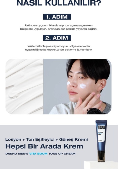 Uv Koruma Ve Aydınlık Görünüm Sunan Krem Dashu Mens Vita Boom Tone Up Cream Spf50+ Pa++++