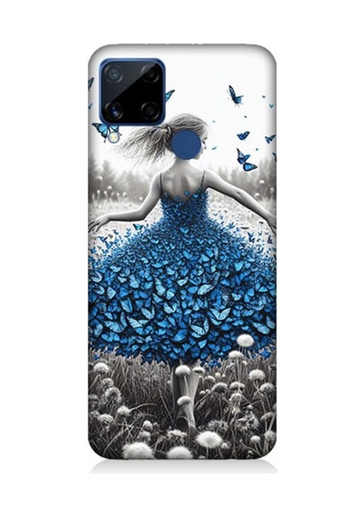 Realme C15 Uyumlu Kelebekli Elbise Rüyası Desenli Silikon Kılıf Çok Renkli