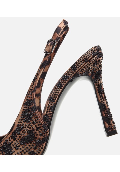 Hotiç Kadın Kahverengi Taşlı Arkası Açık Stiletto