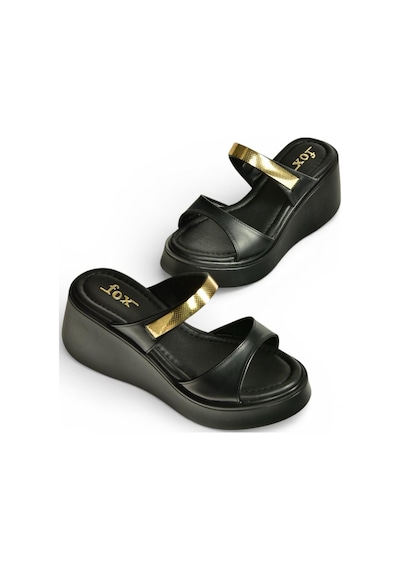 Fox Shoes Y973518509 Siyah Kalın Tabanlı Kadın Terlik Siyah
