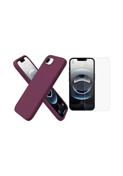 Apple iPhone 17e Uyumlu Içi Kadife Lansman Kılıf Ve Temperli Cam Ekran Koruyucu Koyu Mor