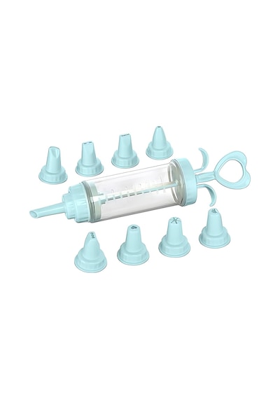 Transformacion Profesyonel 8 Başlıklı Pasta Krema Süsleme Pompası Seti, Enjektör Uçlu, Şeffaf Gövde, 18-20 Cm Y Diğer