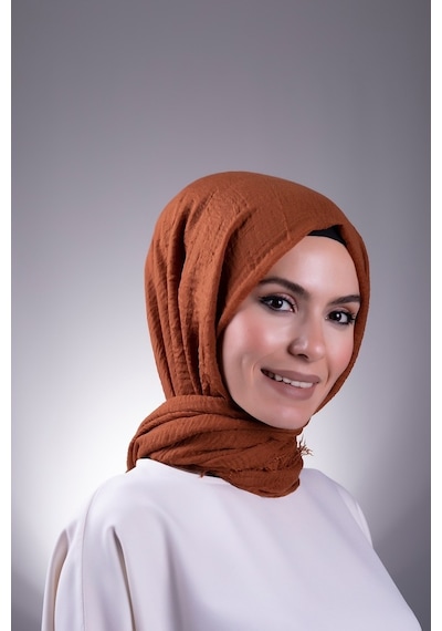 Hürrem Bone Kiremit Düz Klasik Şal Bürümcük Şal 202104_05 Kiremit
