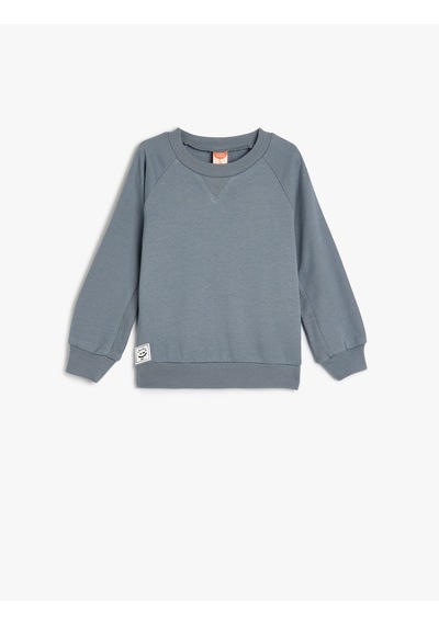 Koton Basic Sweat Uzun Kollu Şardonlu Pamuklu Mavi 5wmb10063tk Mavi