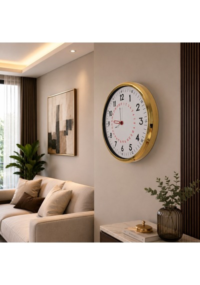 Gold Takvimli 52 X 52 Cm Metal Duvar Saati Diğer