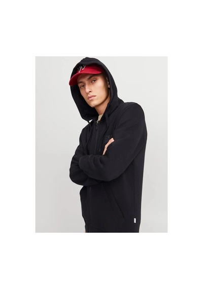 Jack & Jones Jack&jones 12265177 Jjecorp Logo Sweat Zıp Hood Black Sweat Siyah