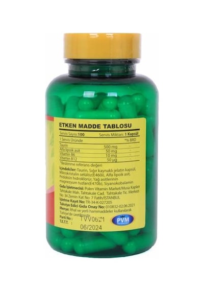 Vitapol Taurin 500 Mg Vitamin B6 Vitamin B12 100 Kapsül