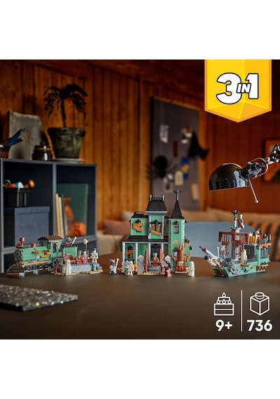 LEGO® Creator 3'ü 1 Arada Hayaletli Köşk 31167 - 9 Yaş ve Üzeri için Gemi ve Tren Olabilen Yaratıcı Oyuncak Yapım Seti (736 Parça)