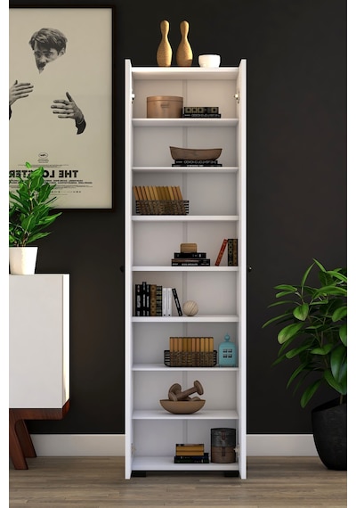 Tocco 1001 Ela 2 Kapaklı 8 Raflı Çok Amaçlı Dolap-Beyaz