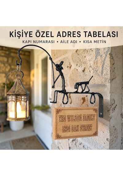 Kişiselleştirilebilir Tabelalı Fener Askısı ve Çiçek Askılığı WH006