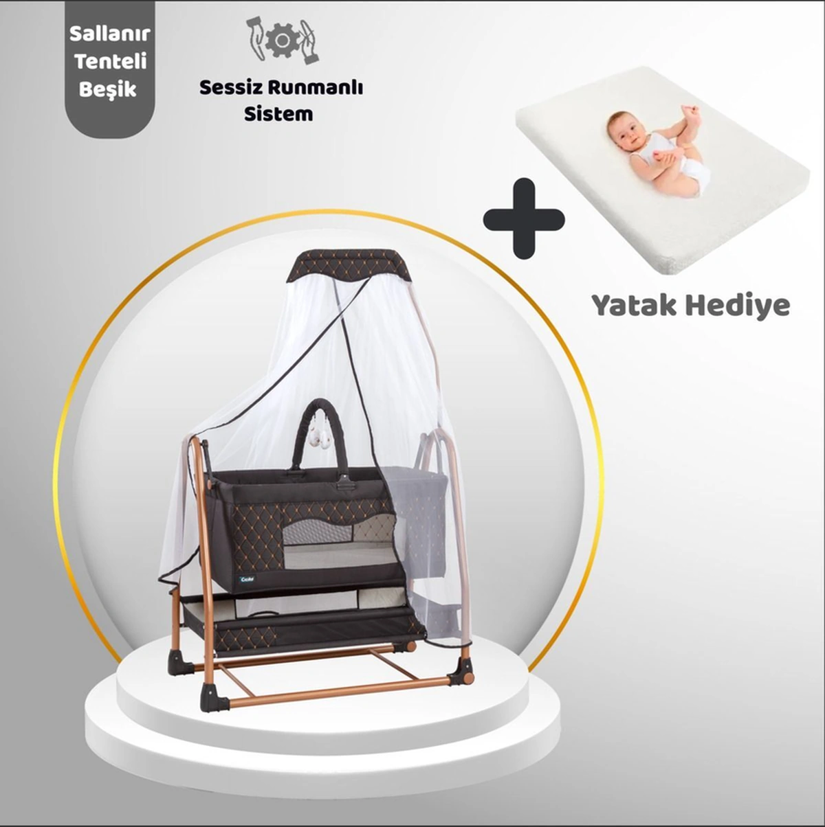 C-1100 Gold Plus Lüks Tüllü Beşik Siyah C-1100 Gold Plus Lüks Tüllü Beşik Siyah