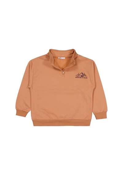 Civil Boys Mountaın Baskılı 10-13 Yaş Sweatshirt - Turuncu Tarçın