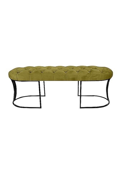 Viego Siyah Bench Puf Hardal