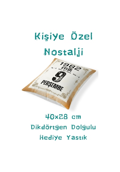 Doğum Günü Yıldönümü Hediyesi Takvim Yaprağı Hediyelik Dekoratif Yastık Kırlent 40x28cm Dolgulu Hediye Paketi-Hediye Paketi