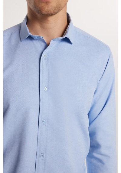 Tudors Modern Slim Fit Pamuklu Kolay Ütü Armürlü Erkek Gömlek-33179 Mavi Tudors Modern Slim Fit Pamuklu Kolay Ütü Armürlü Erkek Gömlek-33179 Mavi
