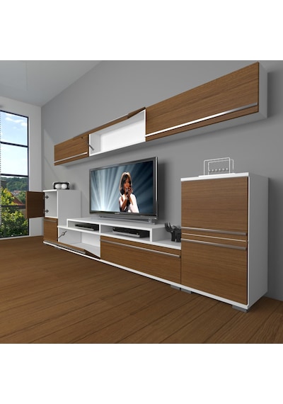 Decoraktiv Ekoflex 9 Mdf Tv Ünitesi Tv Sehpası Beyaz - Ceviz