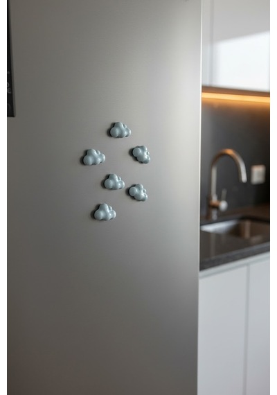 6 Lı Dekoratif Bulut Magnet Seti Buz Mavisi