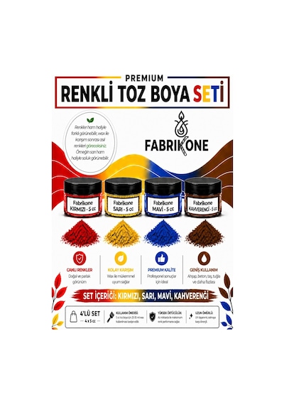 4'lü Set Premium Parafin Soya Wax Toz Mum Boyası Hobi Seti - 5 Cc Kırmızı, Sarı, Mavi, Kahverengi Bkfab4ksrmkh5g Karışık
