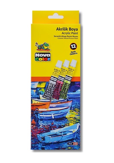 Nova Color Nc-289 Akrilik Boya Tüp 12li 7ml Çok Renkli