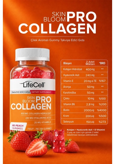 Life Cell Pro Collagen Skin Bloom Takviye Edici Gıda 60 Çignenebilir Jel