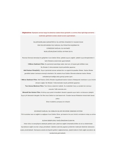 Aura İhlas Cebilon Silver Su Arıtma Cihazı Diğer