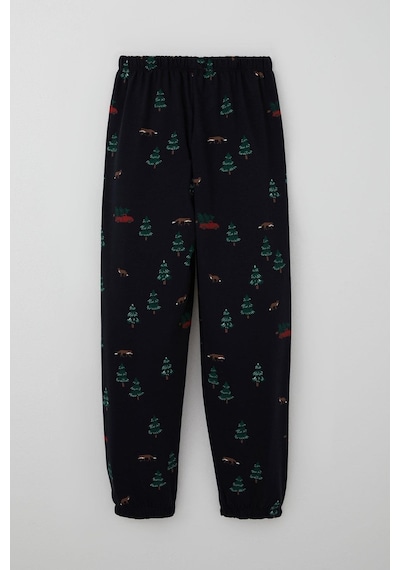 Breeze Erkek Çocuk Pijama Takımı Yılbaşı Temalı Çam Ağacı Desenli 4-8 Yaş, Lacivert Lacivert