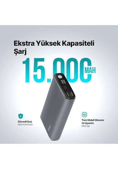 Ttec 2BB216 Recharger Pro LCD 15.000 mAh Pd 65 W Taşınabilir Hızlı Şarj Aleti