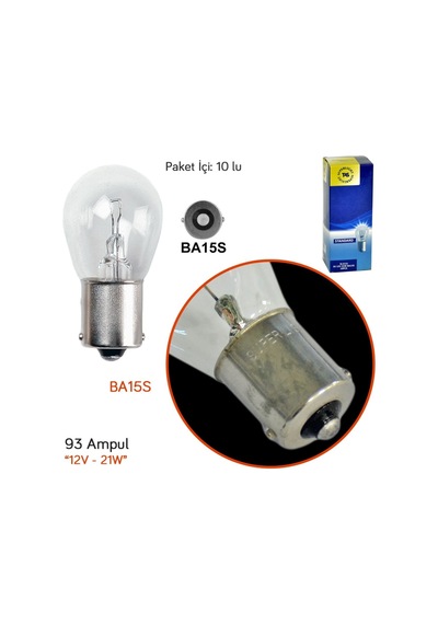 TAS 12V 93 Ampul 21W BA15S SL3115 (10 lu)