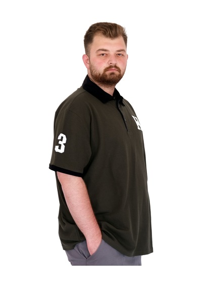Mode Xl Büyük Beden Erkek T-shirt Polo Yaka H Brouded U25312 Haki Haki