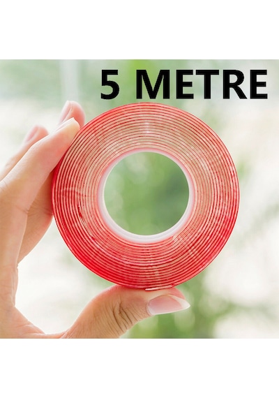 Çift Taraflı Bant Slikonlu 10 MM X 5 Metre Süper Güçlü