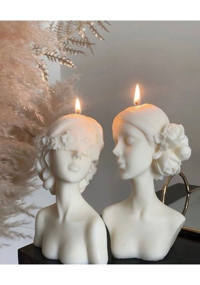 Bernami Mumluk Şamdanpinterest Soya Wax Çiçek Maskeli Kız Mum Diğer