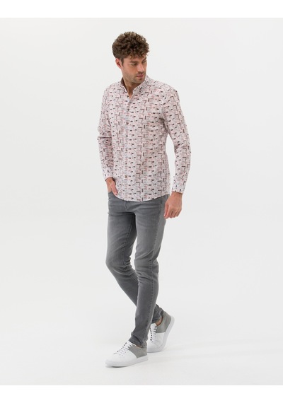 Pierre Cardin Bej Regular Fit Uzun Kollu Gömlek