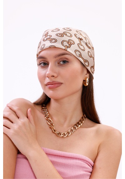 Tarzını Seç Zincir Desenli Model Fular Bandana Şal Estascarf 70x70 Cm