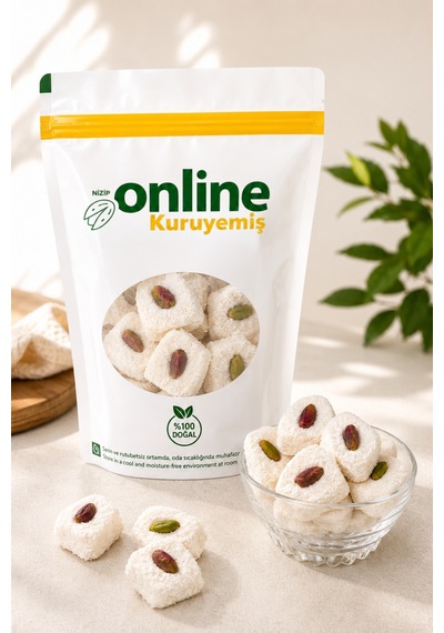 Lokum Antep Fıstıklı Beyaz -250 Gr