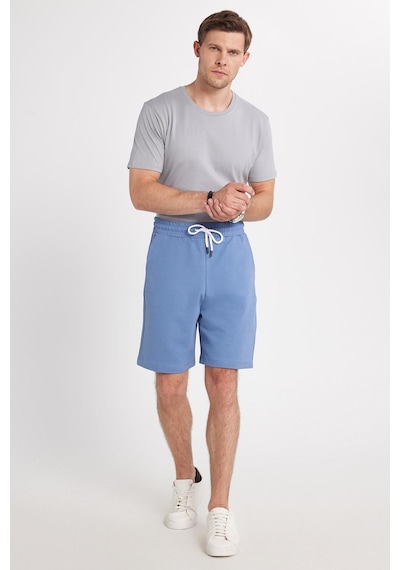 Tudors Erkek Relax Fit Rahat Kesim %100 Pamuk Beli Bağcıklı Mavi Şort-35700 Mavi