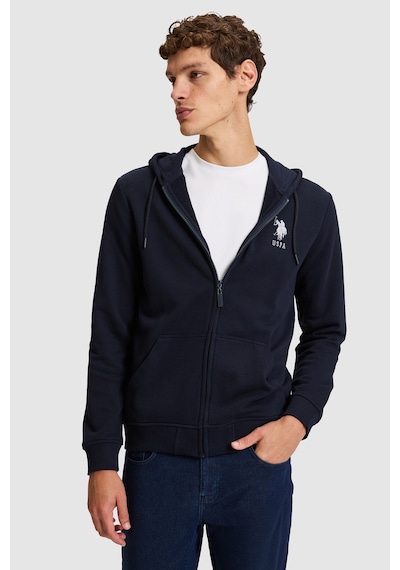 U.S. Polo Assn. Erkek Lacivert Kapüşonlu Fermuarlı Örme Hırka 50329420-vr033