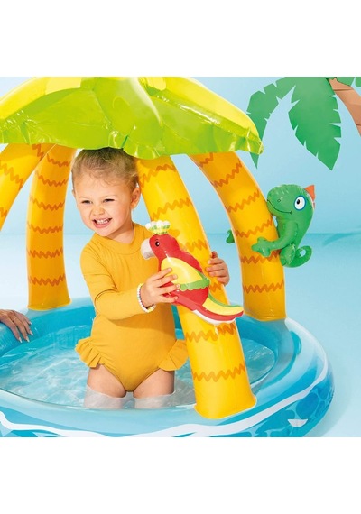 Intex 58417 Tropik Ada Gölgelikli Şişme Çocuk Havuzu 102cm Şişi Çok Renkli