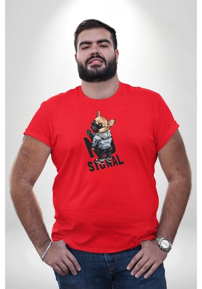 Angemiel Cep Telefonu No Signal Kırmızı Büyük Beden Erkek Kadın Unisex Basic Ön Baskılı Tişört Kırmızı