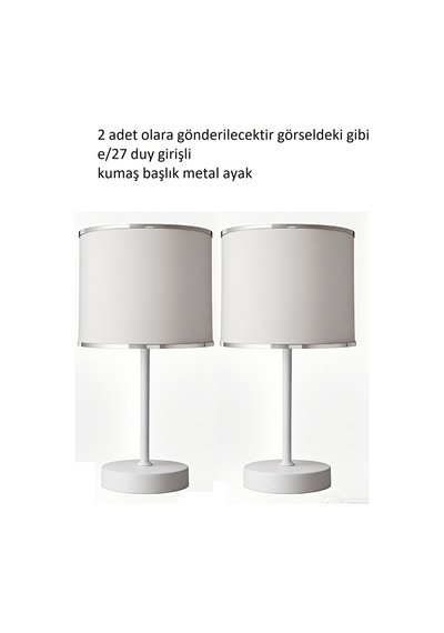 2 Adet Masa Abajuru Gece Lambası Deoratif Aydınlama Beyaz