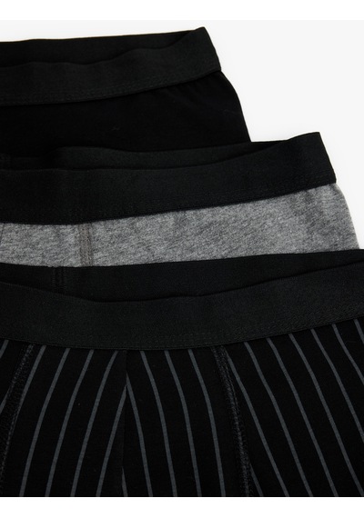 Koton Pamuklu Desenli 3'lü Boxer Seti Siyah Çizgili 6wlm90069mk Siyah Çizgili