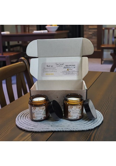 Tiem Concept Kokulu Mum 2'li Set - Soya Mum Hediye Seti, Sandalağacı Ve Okyanus Aromalı Amber Kavanoz Mumlar -%100 Do Çok Renkli