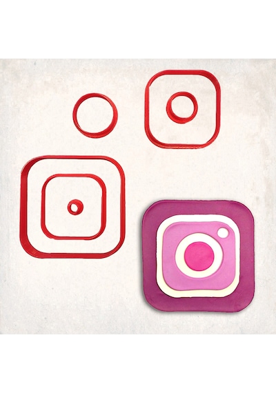 Instagram Logo Detay Kurabiye Kalıp Seti 6 Lı KIrmızı