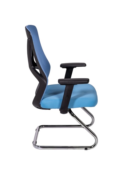 Ofisbazaar Dolphin Siyah Fileli Misafir Koltuğu Ergonomik Toplantı Ve Bekleme Koltuğu Açık Mavi Mavi