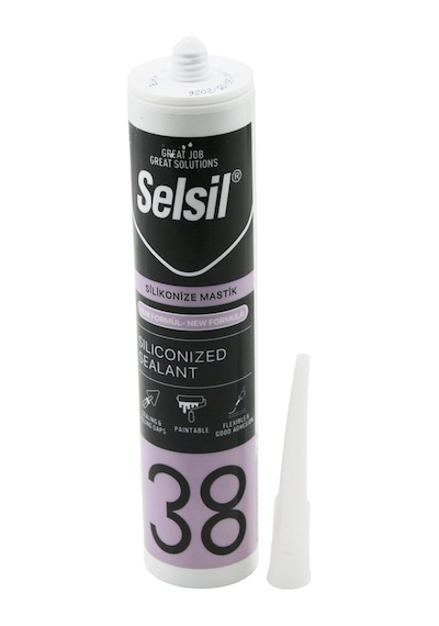 Selsil-38 Siyah Mastik Silikonize Akrilik Yeni Formül 500g- 25'li Paket