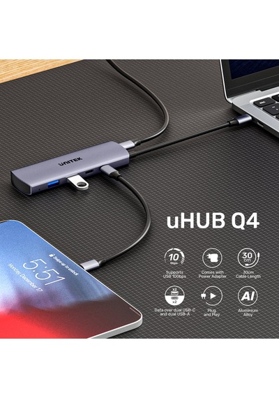 Unıtek Uhub Q4 4 Port 10gbps Usb-c Hub H1112dgy01
