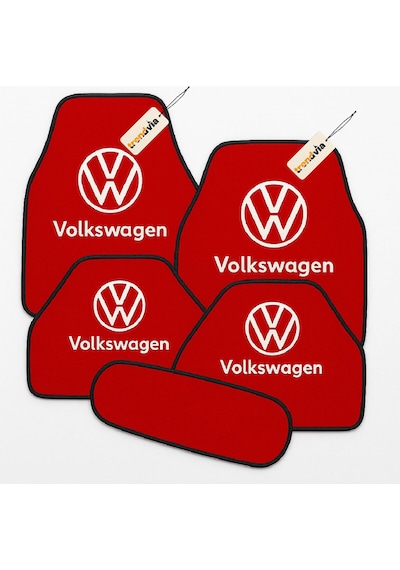 Volkswagen Logolu Kırmızı Oto Halı Paspas Seti 5 Parça Araca Özel Şık Ve Kaymaz Zemin Koruma
