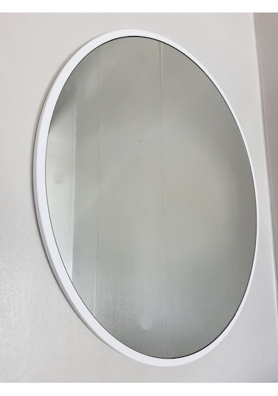 Ayna Denizi Circle Eighty White Model Beyaz Renk Metal Çerçeveli Yuvarlak Dekoratif Ayna Beyaz