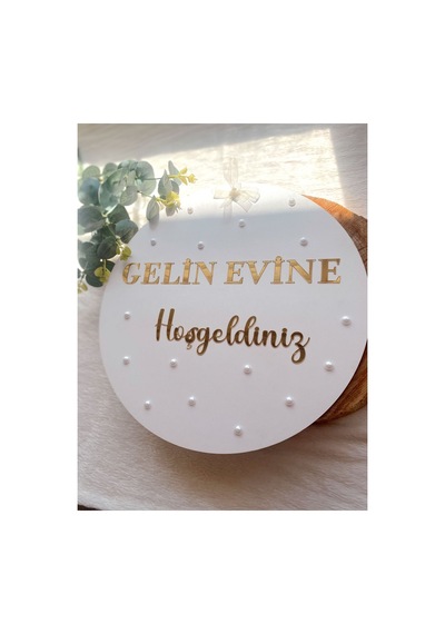 Gelin Evine Hoşgeldiniz Gold Pleksi Kapı Süsü Gold
