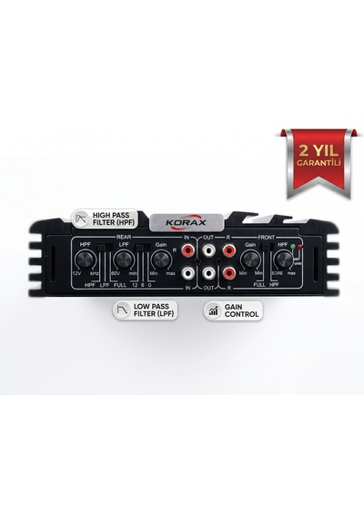 Korax Kx-ab-460 4 Kanal Oto Amfi - 4000w Max, 60wx4 Rms, Köprülenebilir Ab Sınıfı Araç Amplifikatörü,