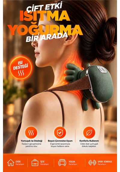 Relaxus Şarjlı Isıtmalı Boyun Masaj Aleti El Hisli Parmakla Yoğurma Teknolojili Omuz Sırt Bacak Masaj Cihazı